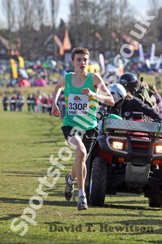 Jonathan Davies on his way to winning the Under-17 Mens, McCain Inter Counties Cross Country, Cofton Park, Birmingham.